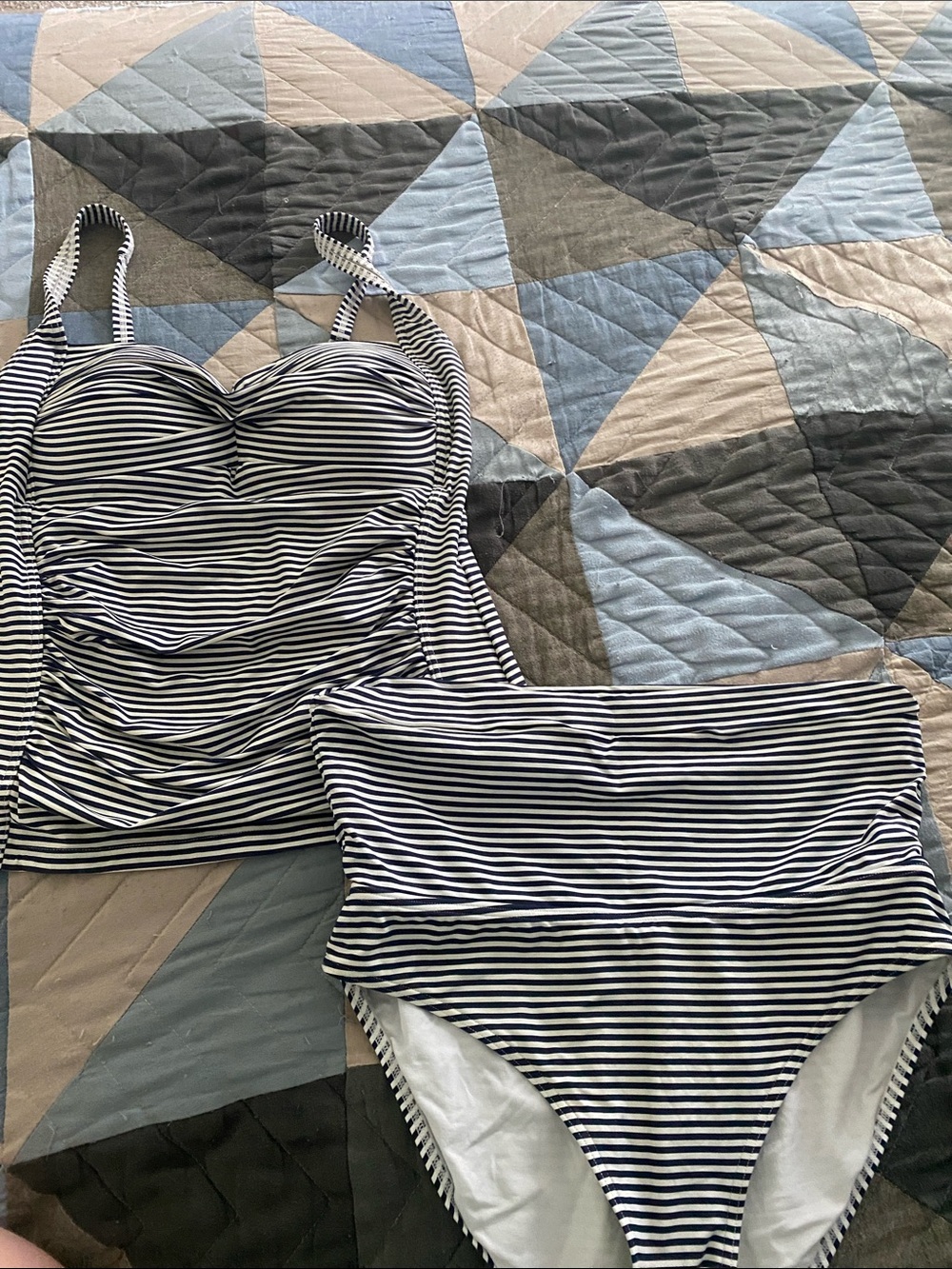 bond-eye Navy & White Striped Swimwear Piece